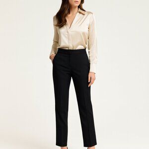 Tory Burch Geoff Silk Blend Pants Women’s Size 2 Black Straight Leg Lace Waist